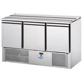 3 DOORS SALADETTE COUNTER REFRIGERATOR WITH STAINLESS STEEL LID. - Mabrook Hotel Supplies